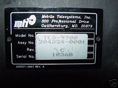 Mobile telesystems inc. tsc ultralite p/n tsc-9700