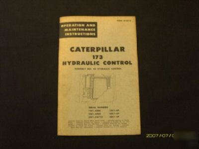 Cat caterpillar 173 hydraulic control operation manual