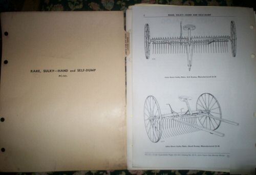 John deere sulky rakes parts catalog index vintage