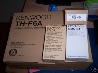 Kenwood th-F6A tri-band vhf/uhf ht,car charger, mic,etc