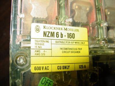 Klockner moeller nzm 6 b 160 125 amp circuit breaker