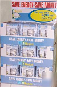 Lot of 72 compact fluorescent light bulbs 75 watt cfl