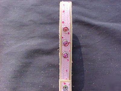 Leather goat lead w/ pink ostrich and rhinestones 