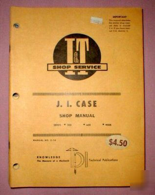 1959 vintage j i case tractor shop manual #c-10