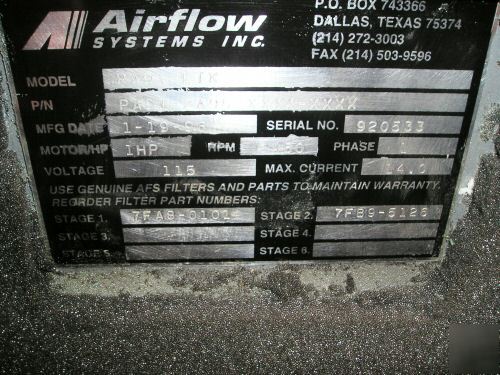 Airflow systems industrial air cleaner, great shape