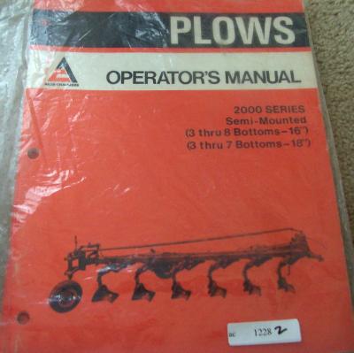 Allis chalmers 2000 semi-mounted plow operators manual