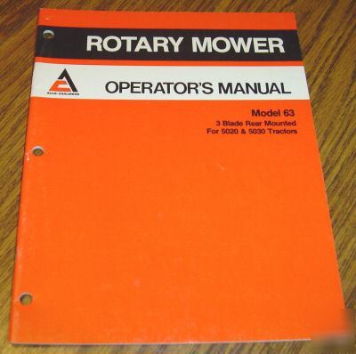 Allis chalmers 5020 5030 tractor rotary mower op manual