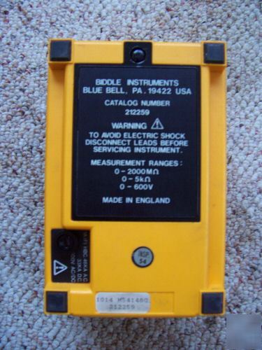 Biddle megger insulation tester 212159