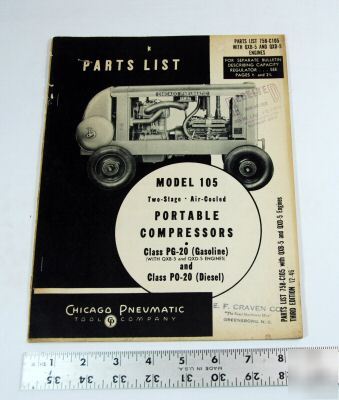 Chicago pneumatic parts list -model 105 compressors-old