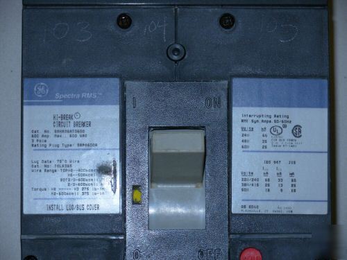 Ge spectra rms hi break circuit breaker SGHA36AT0600