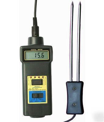 Moisture damp meter tester thermometer hay grain cereal