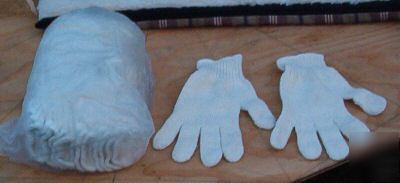 1 doz pr white industrial cotton work gloves or liners