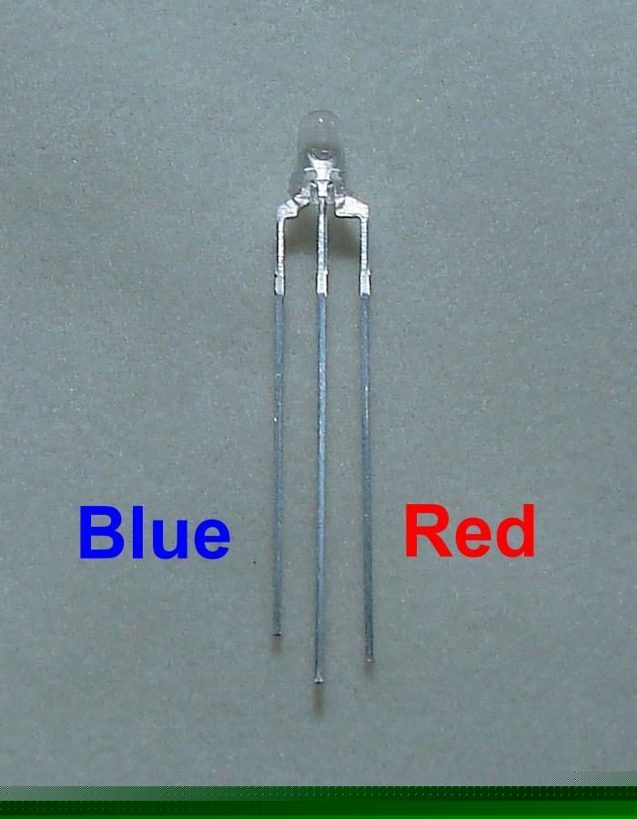 3MM 15X red / blue 3 lead led bulb free resistor