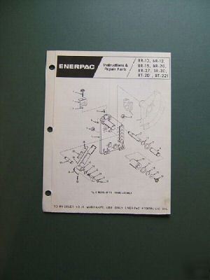 Enerpac br/bt bender shoe repair parts booklet/manual