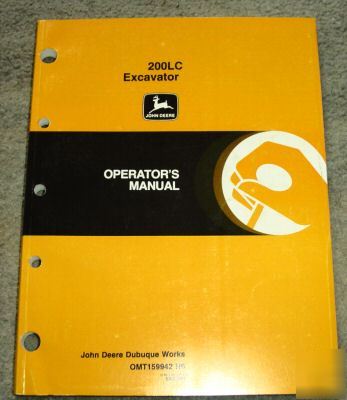 John deere 200LC 200 lc excavator operator's manual jd