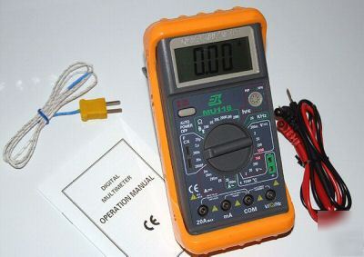 Large lcd digital dmm multimeter w/temp & continuity