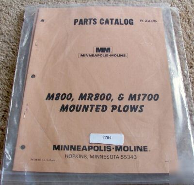 Minneapolis moline M800 MR800 M1700 plow manual