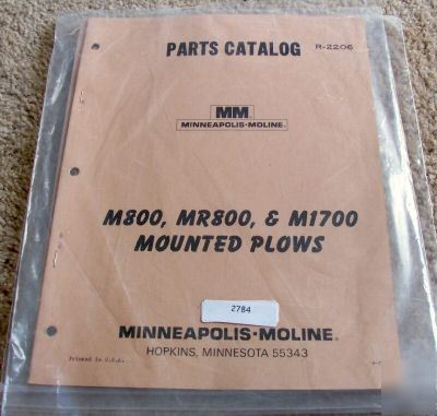 Minneapolis moline M800 MR800 M1700 plow manual