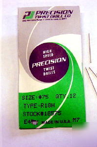 New 12 pcs. precision twist drills #75