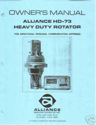 Owner's manual alliance hd-73 heavy duty rotator