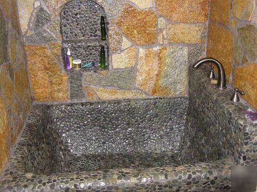 River rock pebble mosaic tiles - sample