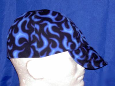 Welding biker hat hats cap caps vip blue flame