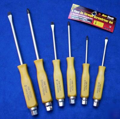 6 piece amtech hardened go through screwdriver set