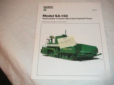 Barber-greene model sa-150 asphalt paver brochure 