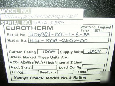 Eurotherm 425A power controller 25 amps