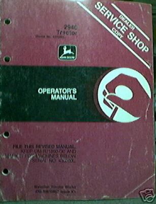 John deere 2940 operator's manual revised