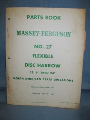 Massey ferguson no. 27 felx disc harrow parts book