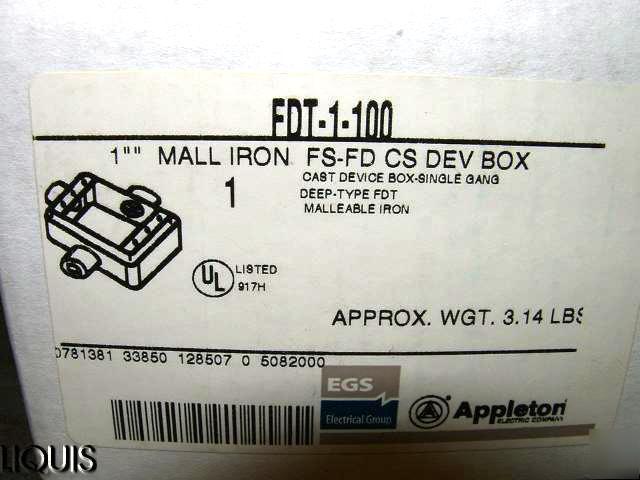 Appleton fdt-1-100 cast device box for metal conduit