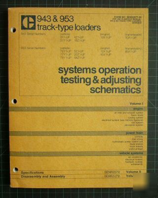 Caterpillar 943 953 operation testing adjusting manual