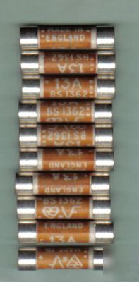 New 10 x 13AMP plug fuses 25MM BS1362 , many fuses