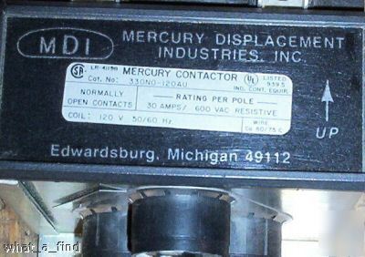  mdi mercury contactor relay 330NO-120AU 3 pole 30 a