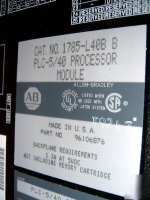 Allen-bradley 1785-L40B plc 5 - 5/40 processor