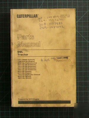 Cat caterpillar D9L dozer parts manual book catalog D9