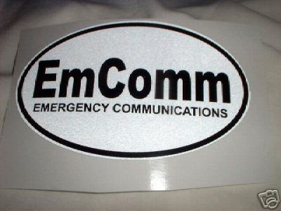 Emcomm emergency communications windshield decal