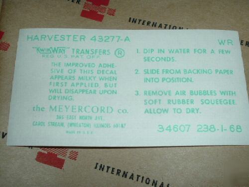 Original ih dealership decals 