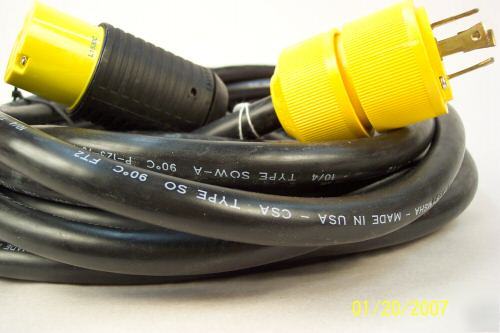 49' 10/4 so cord with L15-30AMP plug & connector 3PHNEW