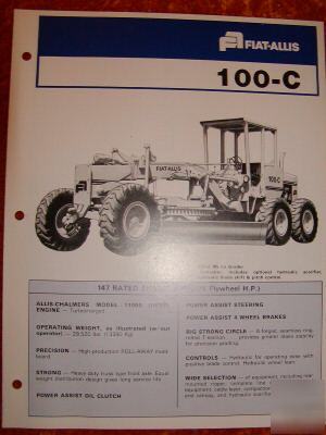 Fiatallis fiat allis 100-c motor grader sales brochure 