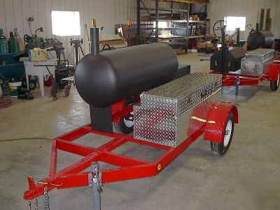 Mobile trailer bbq pit/cooker with storage box