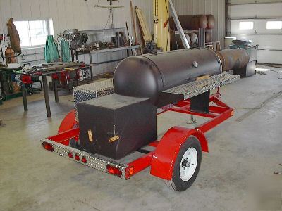 Mobile trailer bbq pit/cooker with storage box