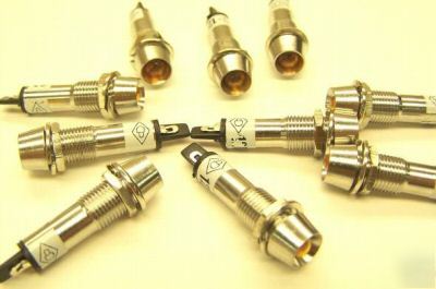 New 10 pieces mini pilot light 7MM amber 24VAC/dc 