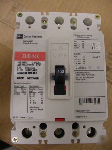 New cutler hammer EHD3100 circuit breaker. in box 