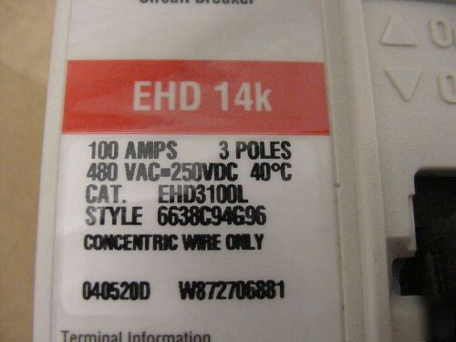 New cutler hammer EHD3100 circuit breaker. in box 