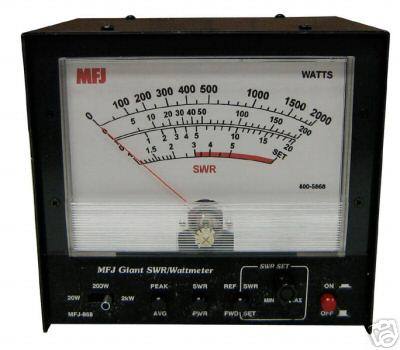 Mfj 868 world's largest hf swr/wattmeter 6 1/2 in.meter