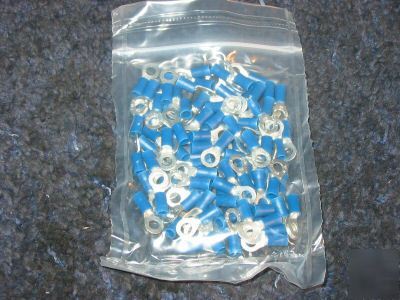 100 count blue ring terminals 16-14 gauge #8 stud 