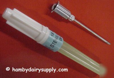 100 stainless steel disposable vet needles 18 x 3/4