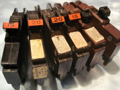  6 slim ( thin ) federal pacific single pole breakes